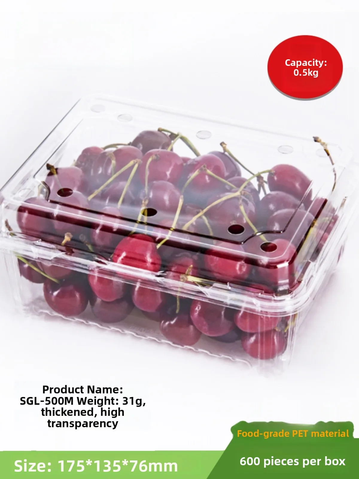 

Прозрачная одноразовая коробка для фруктов (вишня, клубника, черника) 500 г, длинная прямоугольная пластиковая коробка для еды на вынос в ресторанах