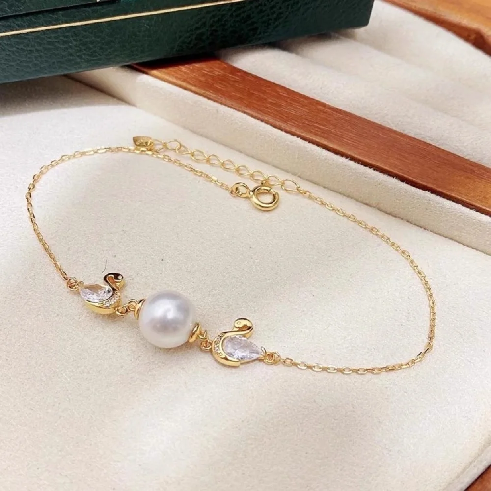 

Beautiful AAAA 8-9mm Natural Japanese Round Pearl Bracelet 925s