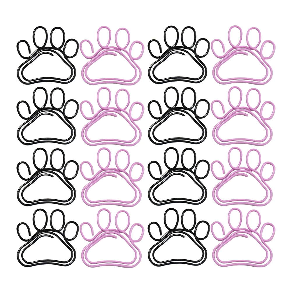 

50 Pcs Cat Claw Paper Clips Mini Office Supplies Metal Decorative Fun Cute Small Document Fixing Pins Pink Black