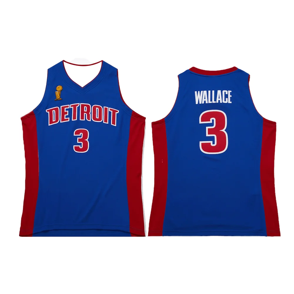 American Men's Basketball Jersey Retro Classic Jersey 2003/04 Version Detroit No. 3 Ben Wallace Classic Jersey Blue