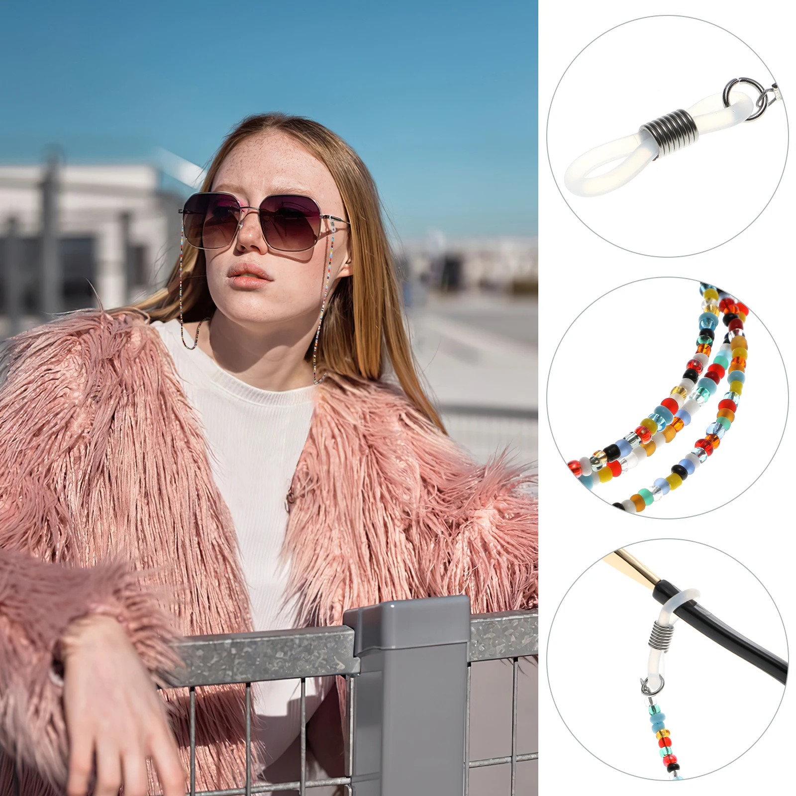 

2Pcs Colorful Beads Eyeglass Chains NonSlip Durable Sunglasses Retainer Necklace Strap Eyewear Lanyard Eye Glasses Accessory