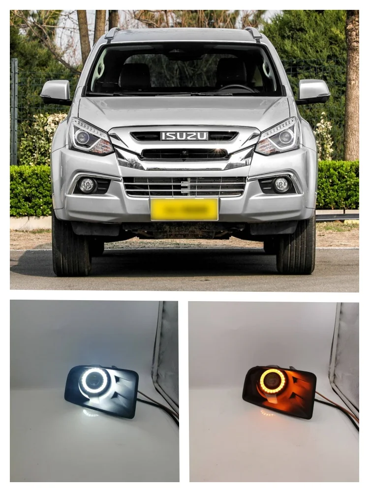 

LED Fog Lights Assembly For ISUZU MUX MU-X 2018 2019 2020 Front Bumper Fog lamp Replacement Angel Eye Daylight Accessories Kits
