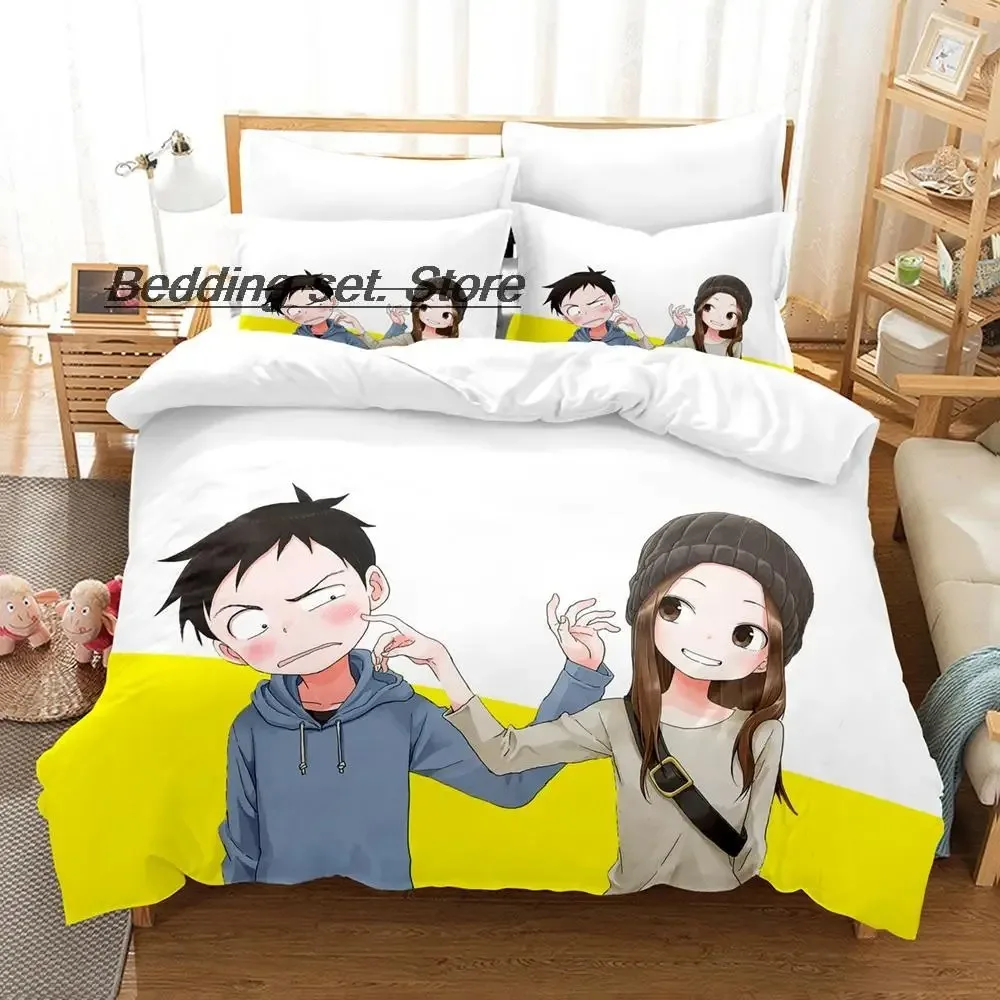 

Teasing Master Takagi-san Bedding Set Single Twin Full Queen King Size Bed Set Aldult Kid Bedroom Duvetcover Sets Anime Bed