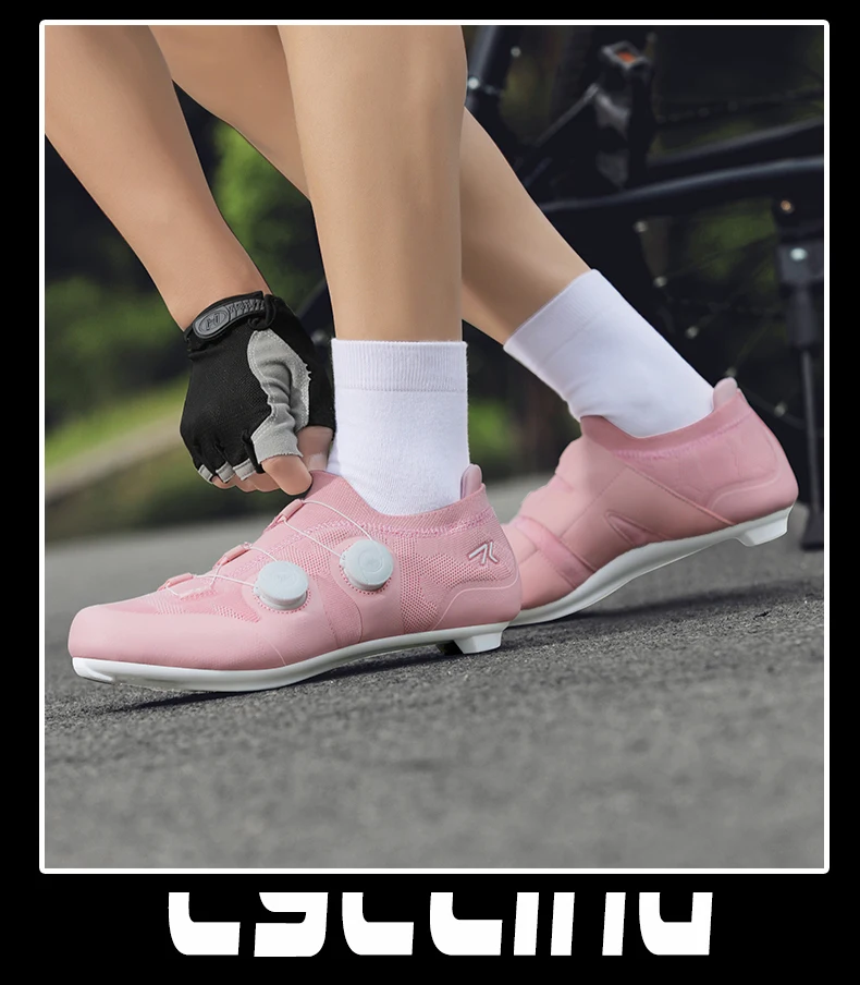 Rennradschuhe Herren Damen Rosa Atmungsaktive selbstsichernde Stollen Spd Rennradschuhe Damen Einstellbar Pro Racing Bicyle Sneaker – Detail 9