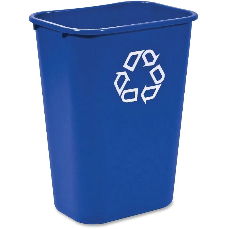 Resin Deskside Recycling Can, 10-Gallon/41-Quart, Blue Recycling Symbol, Plastic, for Bedroom/Under Desk/Sink, Pack of 12