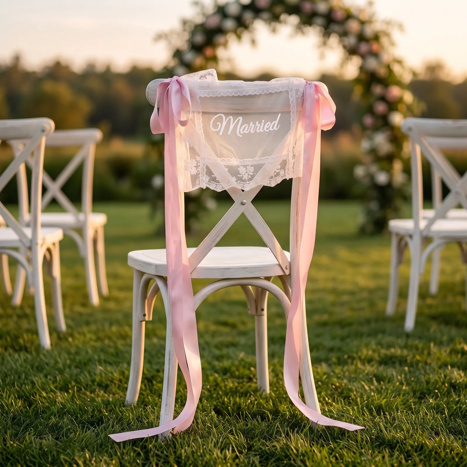 Wedding Chair Back Decorations Lace Floral Embellishments for Wedding Banquet Ceremony Party Chair Covers Decoration