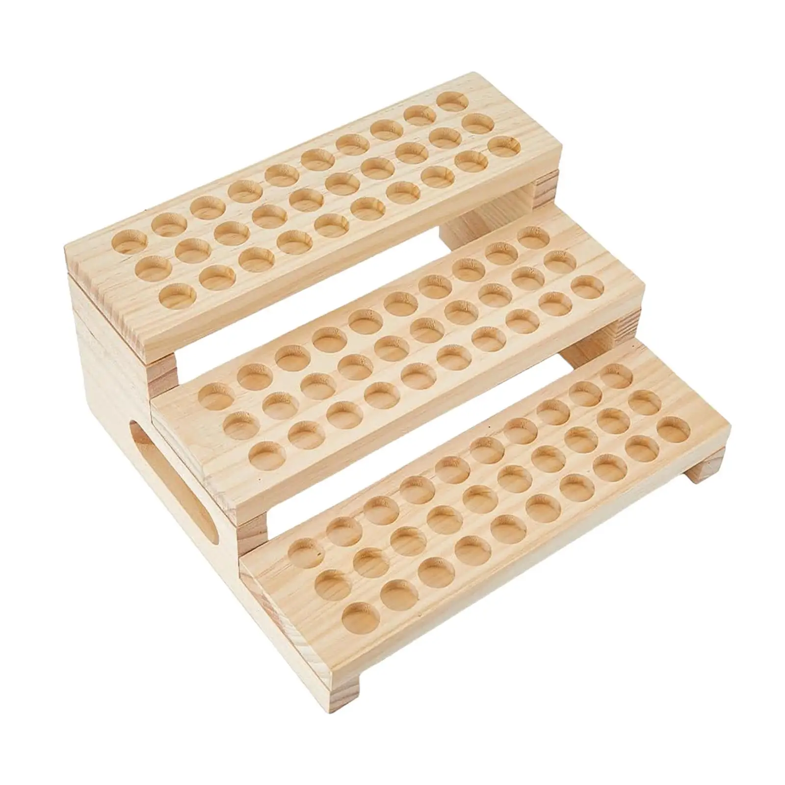 Wooden Lipstick Holder Tabletop Rustic Slot Diameter 0.8