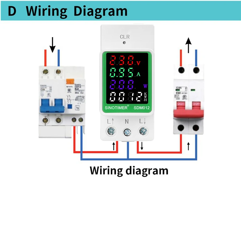 Din Rail Electricity Digital Power Energy Meter Watt Kwh Wattmeter VOLT AMP Frequency Ammeter Voltmeter AC 110V 220V 100A