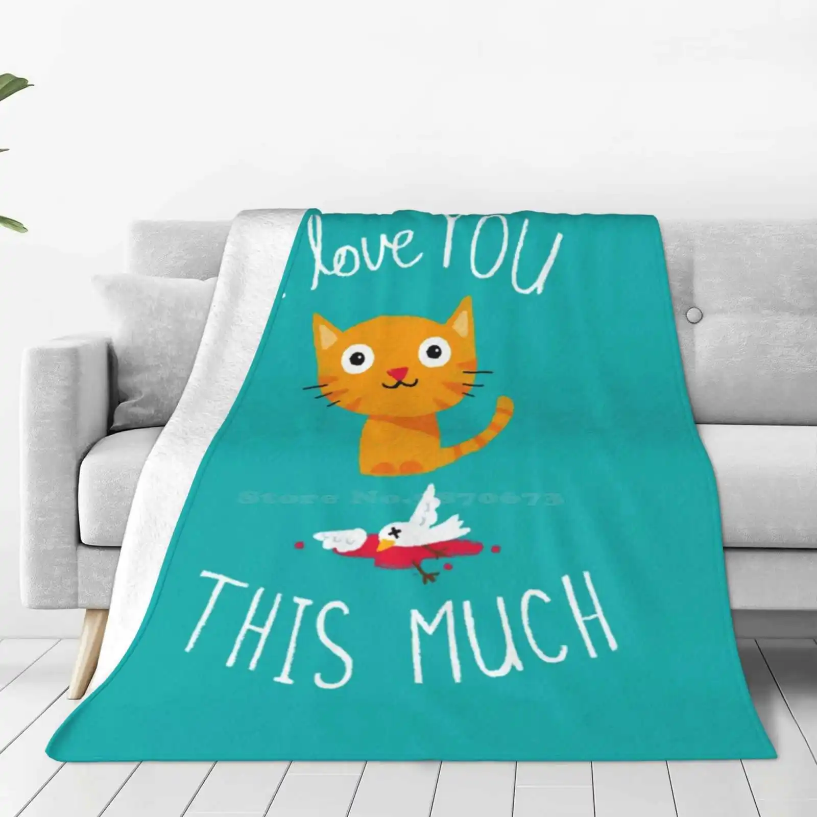 I Love You This Much Hot Sale Printing High Qiality Warm Flannel Blanket Cute Funny Character Cat Bird Love Ewww Goddammit Mr