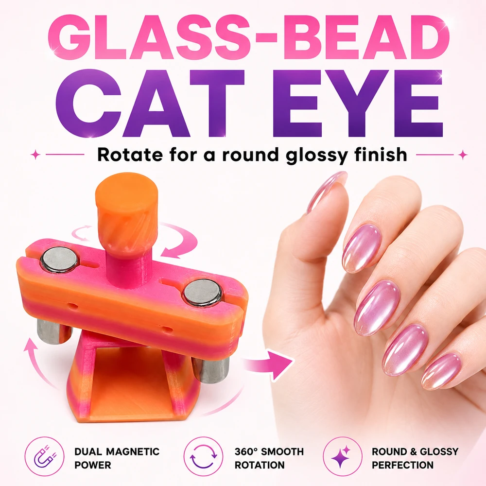 Nailpop Upgraded Rotating Cat Eye Magnet Tool DIY Glass Bead Effect Nail Art Magnetic Stick Gel Polish Mint/Pink Manicure 1pc