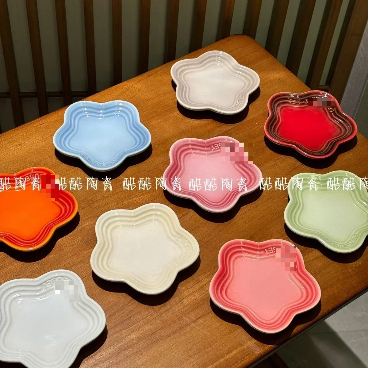 Cool Color Mini Plum Blossom Small Dish Cat Bowl Sauce Flower Shaped Gradient Bone Spitting Tableware Plum Blossom Flower Plate