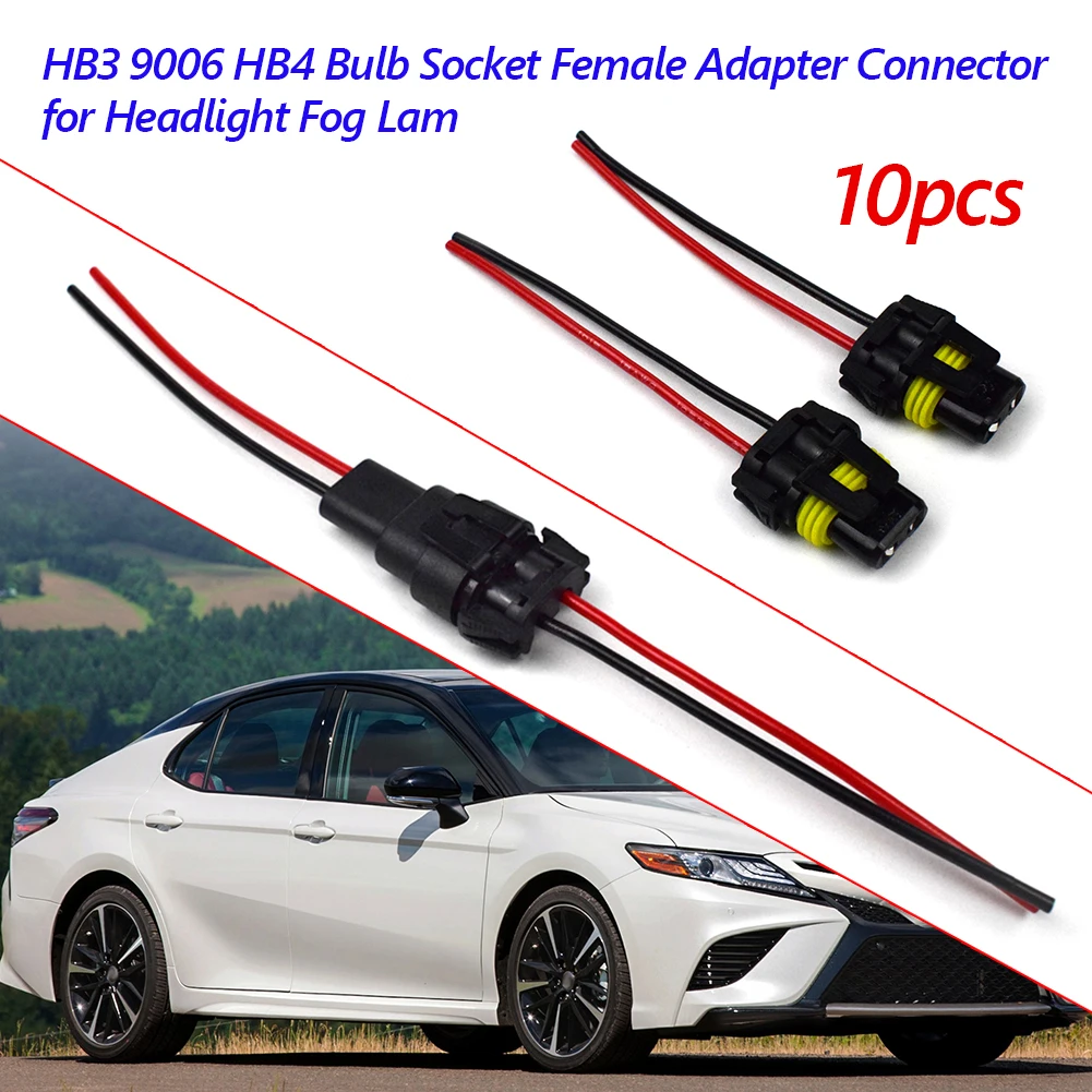 10pcs 9005 HB3 9006 HB4 Bulb Sockets Female Adapter Excellent Durable ABS Copper Wire Connector for Headlight Fog Light