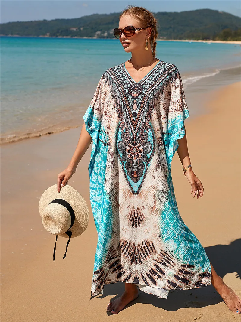Rời Bohemian Polyester Bãi Biển Che Saida De Praia Đồ Bơi Nữ Váy Thể Làm Đường May Tỉ Đi Biển Pareo Sarong Đi Biển