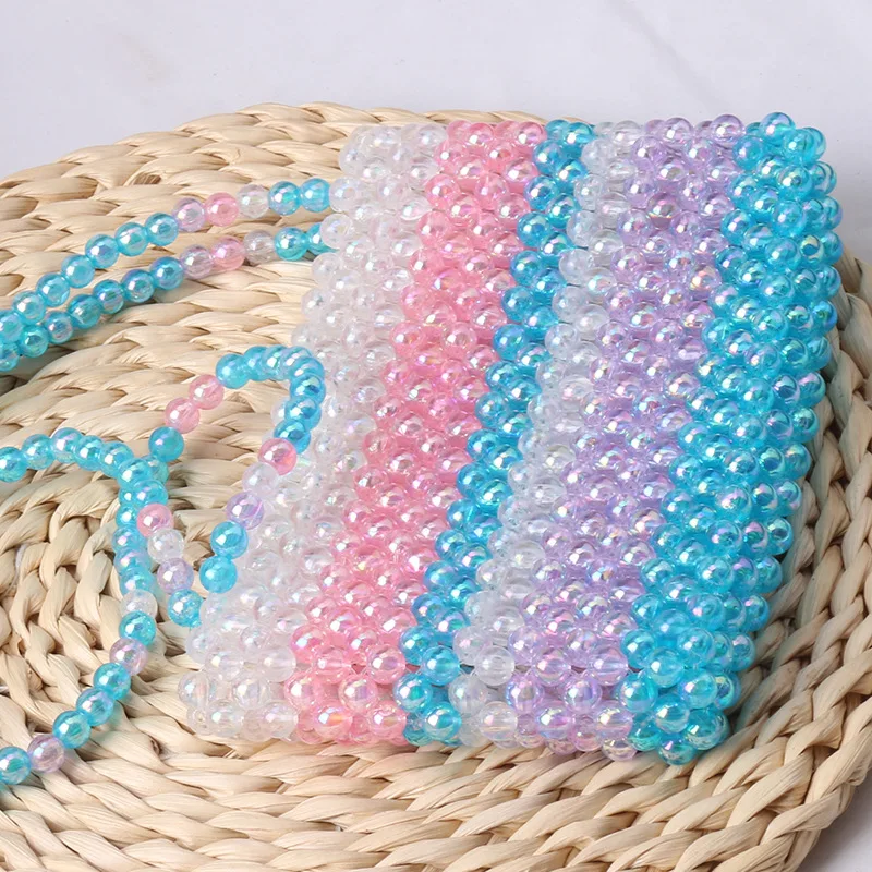 New Fantasy Beaded Handwoven Women's Shoulder Bag 2024 Customized Summer Ins Rainbow Pearl Crystal Phone Bags for Women