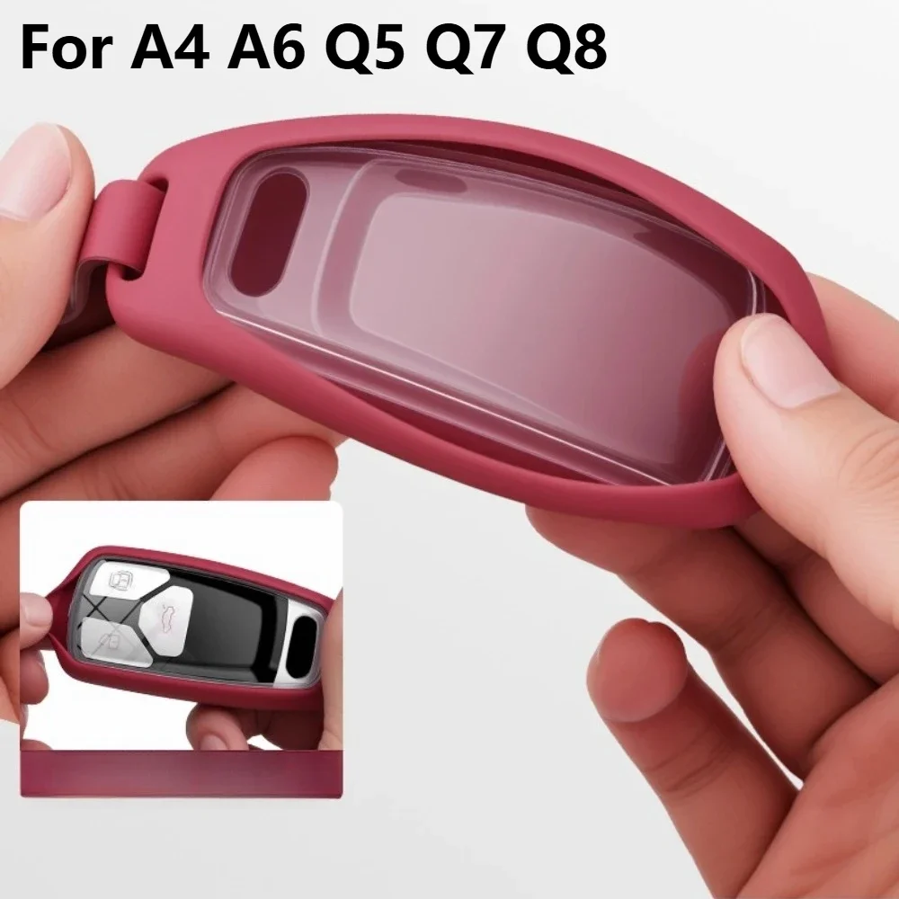 Silicone Car Key Case For A4 Q5 A5 A7 A8 Q7 A6 Q8 TT E-tron Durable Wear Resistant Auto Remote Protective Shell Car Accessories