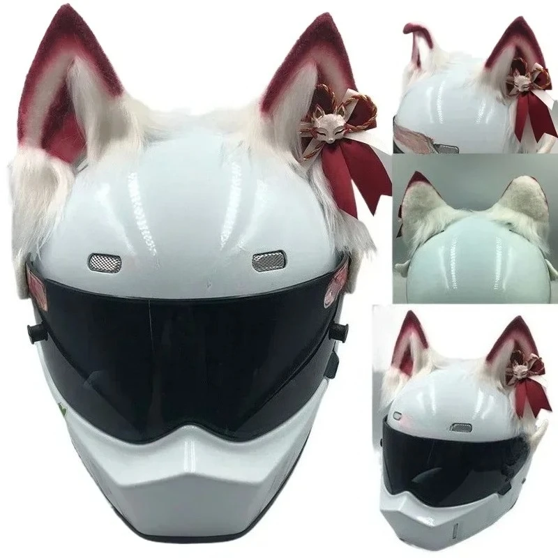 Doseei-キツネの耳のヘルメットオーナメント、オートバイのライダー、スキーヘルメット、猫とオオカミの耳、注目を集める装飾