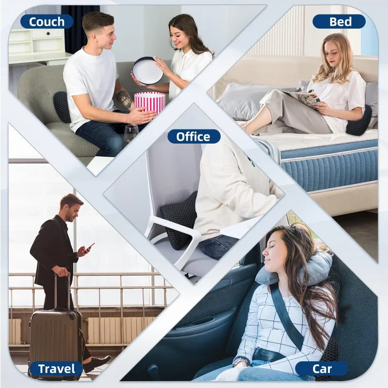 Lendenkissen Ergonomisches Memory-Schaum-Lendenkissen Atmungsaktives Rückenkissen für Bürostühle und Autositze – Detail 14