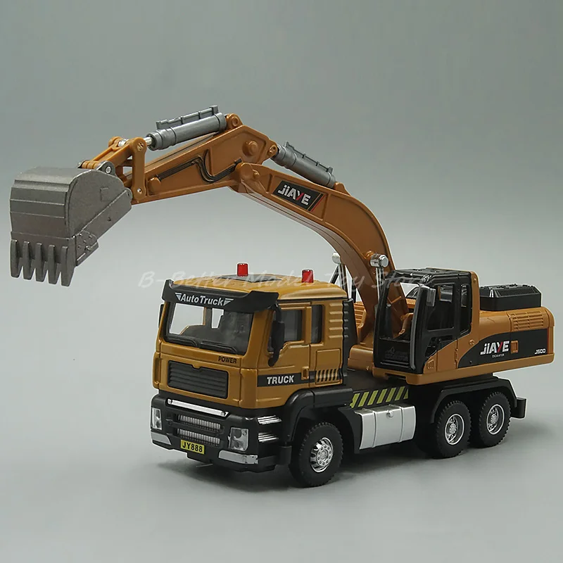 

1:50 Diecast Metal Engineering Model Toy Excavator Truck Pull Back With Sound & Light Children Gifts