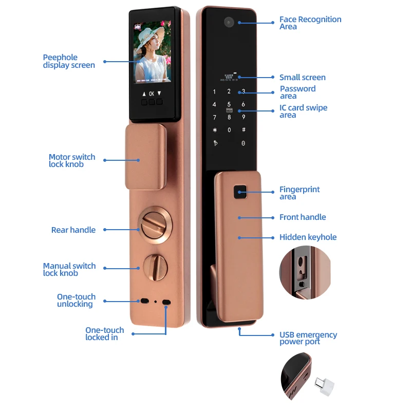 Full Automatic Real Time Video Intercom Tuya Smart Wifi Digital Door Lock Anti-theft Camera Digital Keyless Smart Lock
