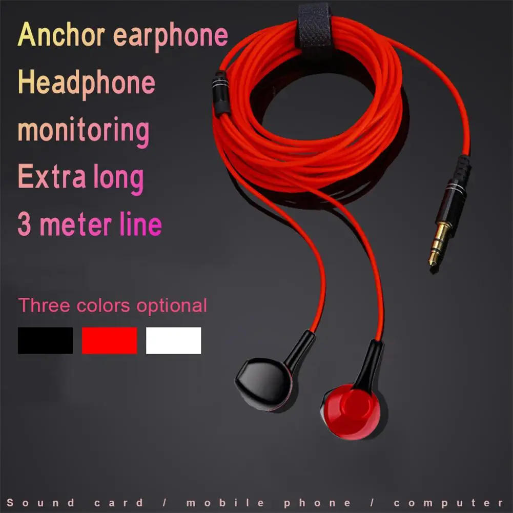 3m lange Kabel Kopfhörer klare Bass Ohrhörer ergonomische Überwachung Headset Handy Musik Ohrhörer