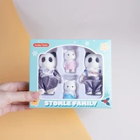 Box Packing Forest Family Reindeer Bunny Panda Animal Simulation Dollhouse Playset Play House Toy Accessories Xmas Gift for kids 4