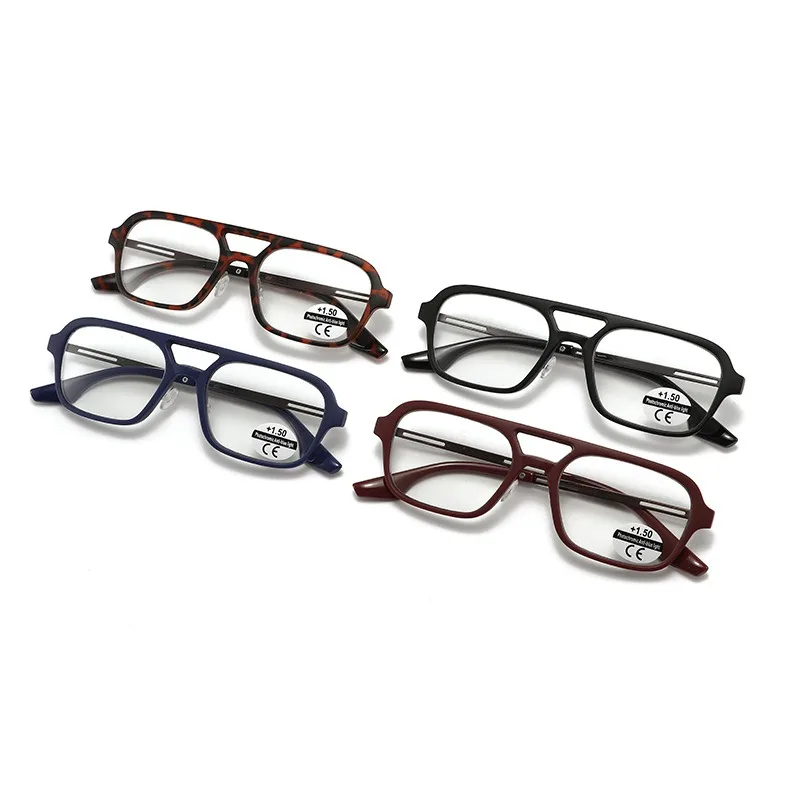 2 قطعة نظارات القراءة الضوئية المضادة للضوء الأزرق للرجال إطار كبير تغيير لون مد البصر نظارات خفيفة للغاية للجنسين