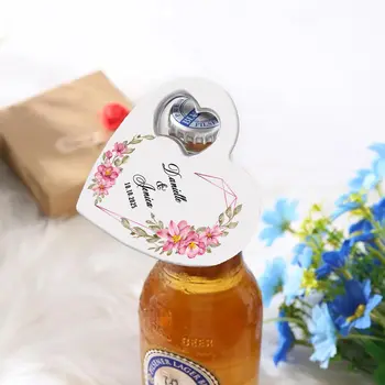 Bílý otvírák na lahve ve tvaru srdce s magnetem, personalizovaný otvírák na lahve pro svatební dárky pro hosty, dárky na rozlučku se svobodou 12 nejlepší prodej magnetické svatební dárky - №2