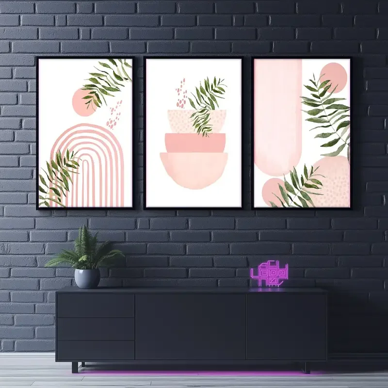 3pcs No Framed Canvas No Framed Canvas Collection, Unique Wall Art for Creative Environments - Wooden Frame Printspink Boho Art,