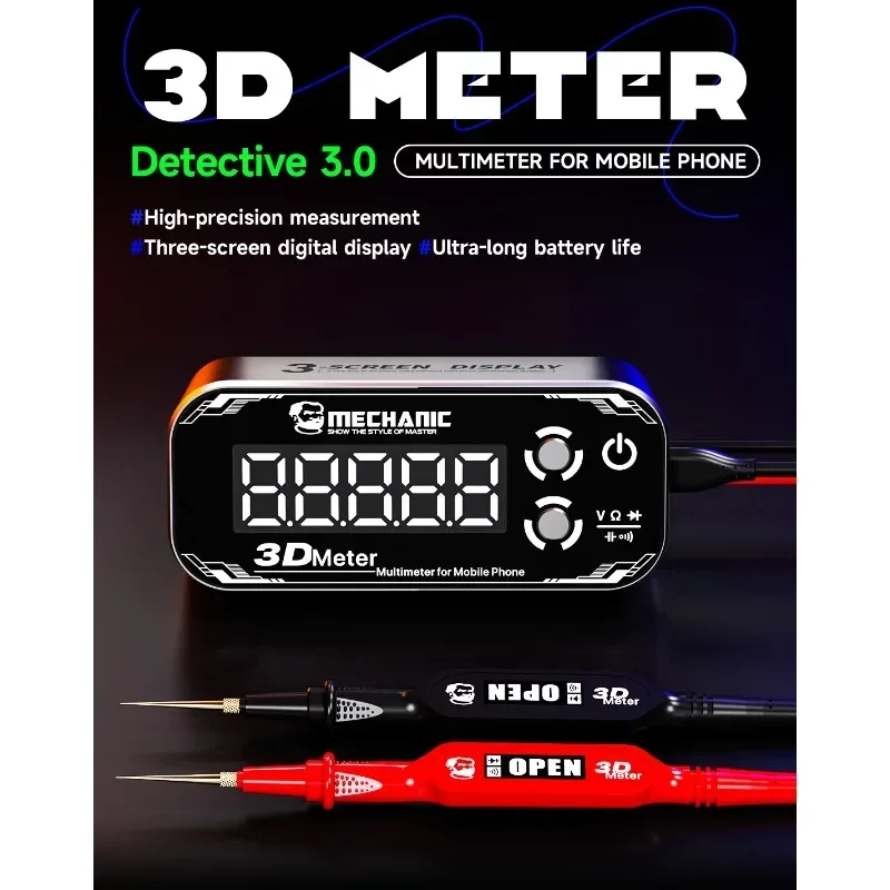 

МЕХАНИЧЕСКИЙ 3D-метр V3.0 Ремешок внутреннего сопротивления напряжения HD-дисплей Точное обнаружение данных о напряжении материнской платы для обнаружения инструмента