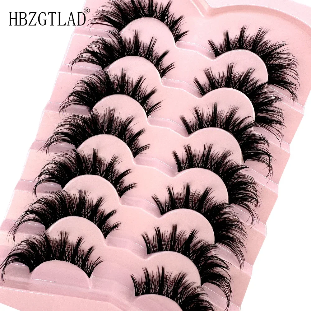 HBZGTLADMink Lashes Wispy Cat Eye Lashes Full 6D Volume False Eyelashes that Look Like Extensions Thick Soft D-Curly Fake Lashes