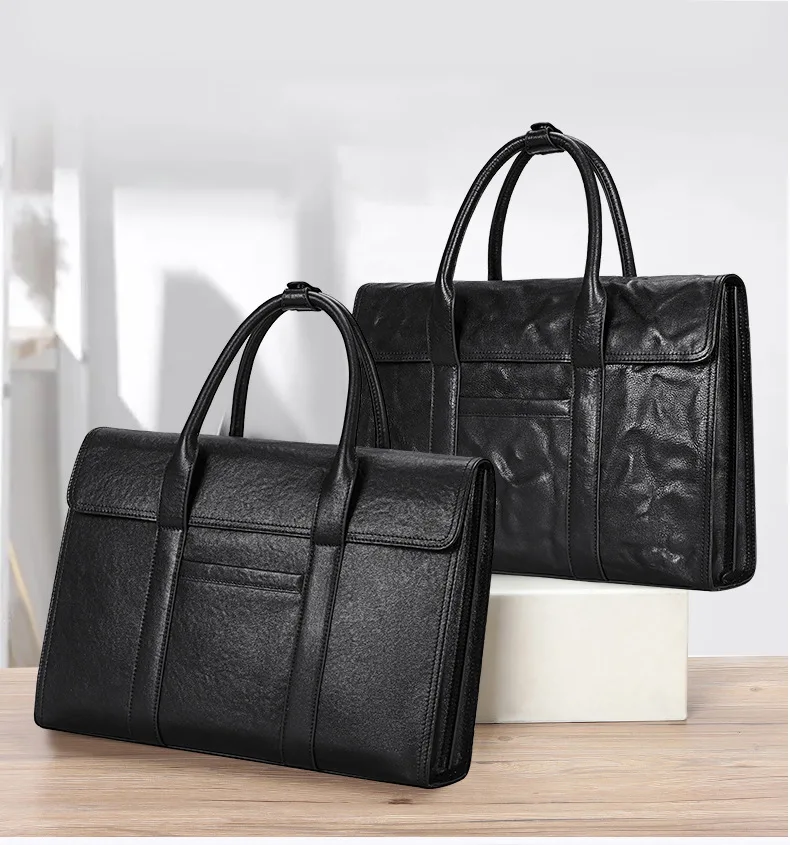 New Men's Handbag With Grab Pattern Large Capacity Men's Briefcase Faux Leather Bag Men