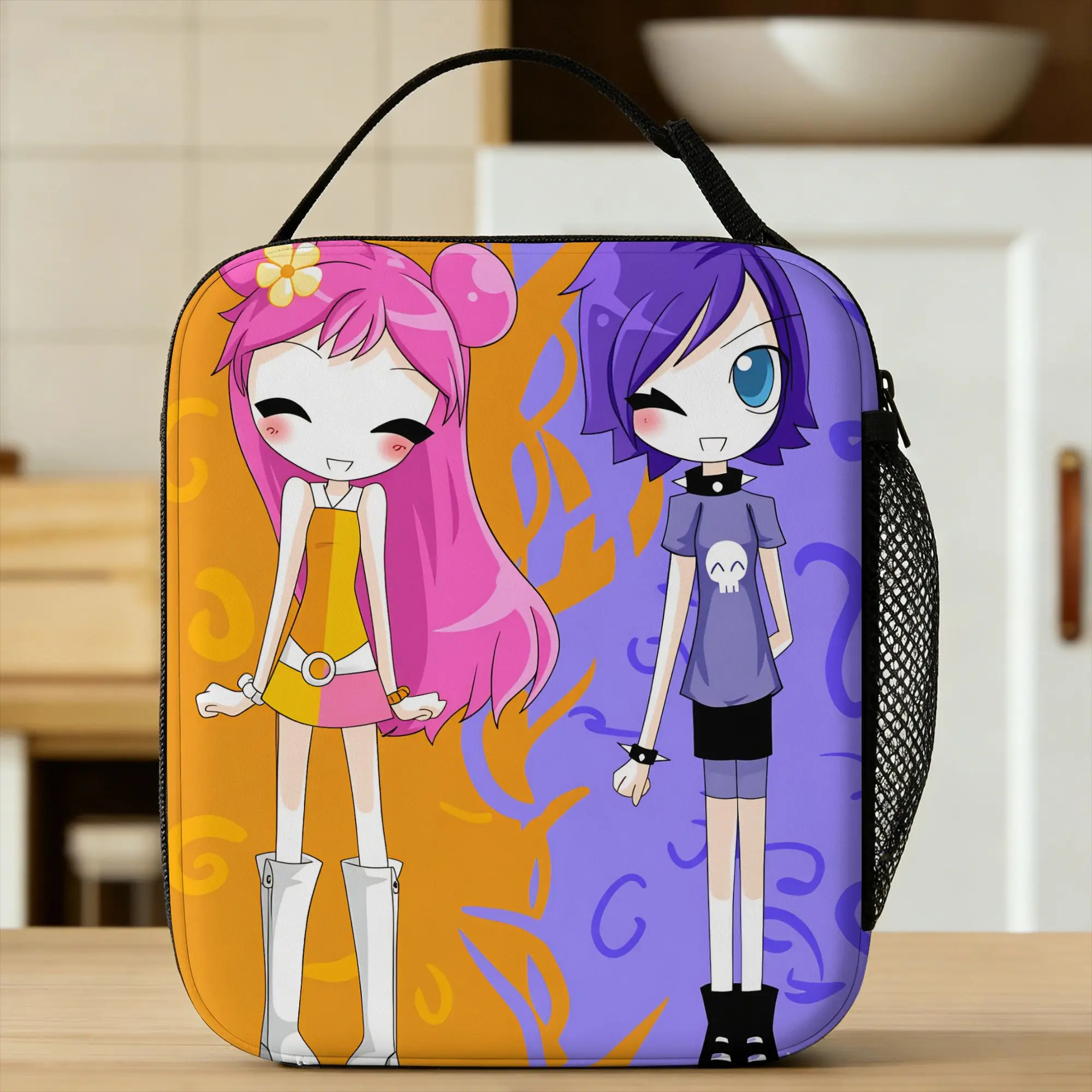 Hi Hi Puffy AmiYumi Lunch Bag  Kawaii Lunch Box Office Portable Insulated Tote Food Bags For Girls Waterproof Custom Cooler Bag