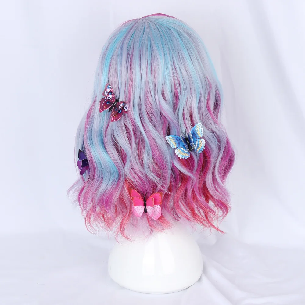 VICWIG parrucche ricci ondulate corte Ombre parrucca per capelli Cosplay Lolita sintetica naturale mista colorata per la festa quotidiana