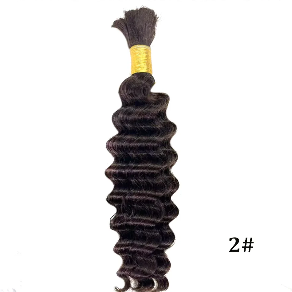 Real Beauty Deep Wave Human Hair Braiding Ombre Colored Brazilian Remy Curly Bulk No Weft Braiding Hair Extensions 45cm to 70cm