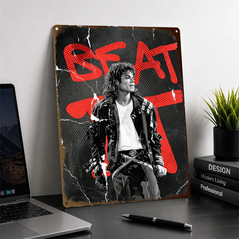 Michael Jackson Beat It Textured Poster Customized Metal Tin Sign Stage Icon Wall Art Enhances Music Rooms And Bedroom Studios