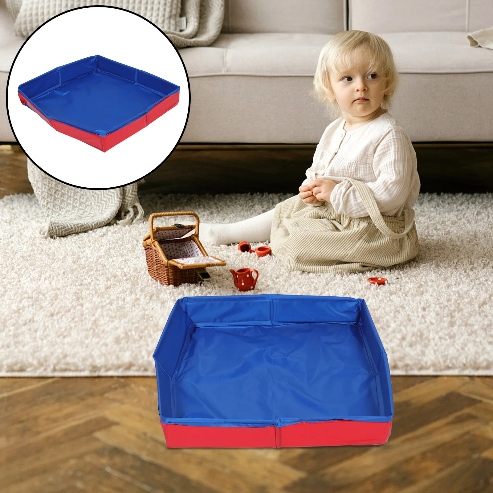 Children Sand Pit Foldable Indoor Sandbox Portable Beach Tray 19.65x3.34 Easy Clean Storage Sand Play for Toddlers
