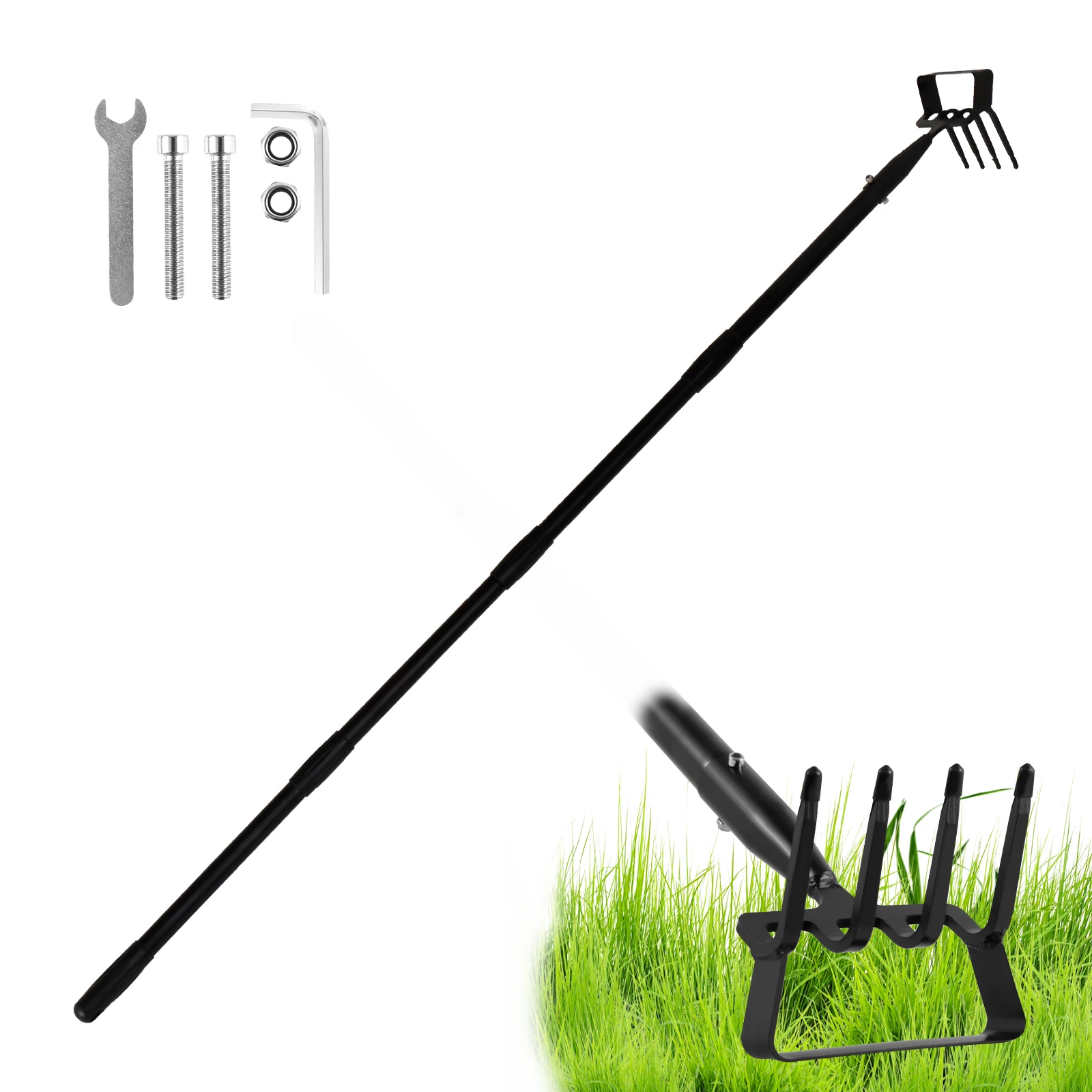 Stirrup Hoe and Cultivator 206cm/170cm Stainless Steel Weeding Hoe with Ajustable Handle 2 in 1 Heavy Duty Garden Hoe with Rake