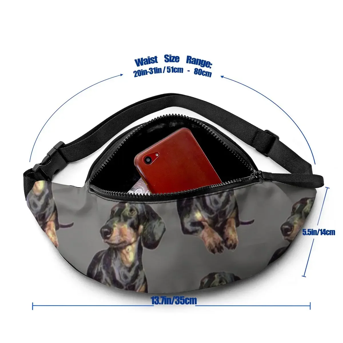 Dachshund Waist Bag Funny Polyester Waist Pack Jogging Ladies Bag