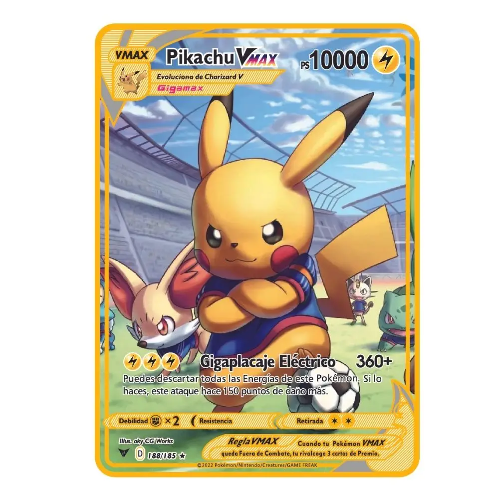 بطاقة بوكيمون المعدنية 10000 نقطة Arceus Charizard Super Card الذهبي الإسباني Mewtwo Vmax GX EX أنيمي جمع بطاقات هدية #3