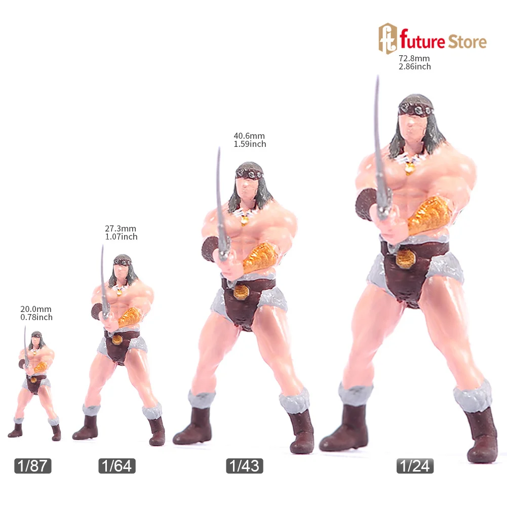 Resin 3D Print 1/87 1/64 1/43 1/24 Warriors Sword Ancient Muscular Male Miniature Figure Mini Doll Diorama Model Prop Decor