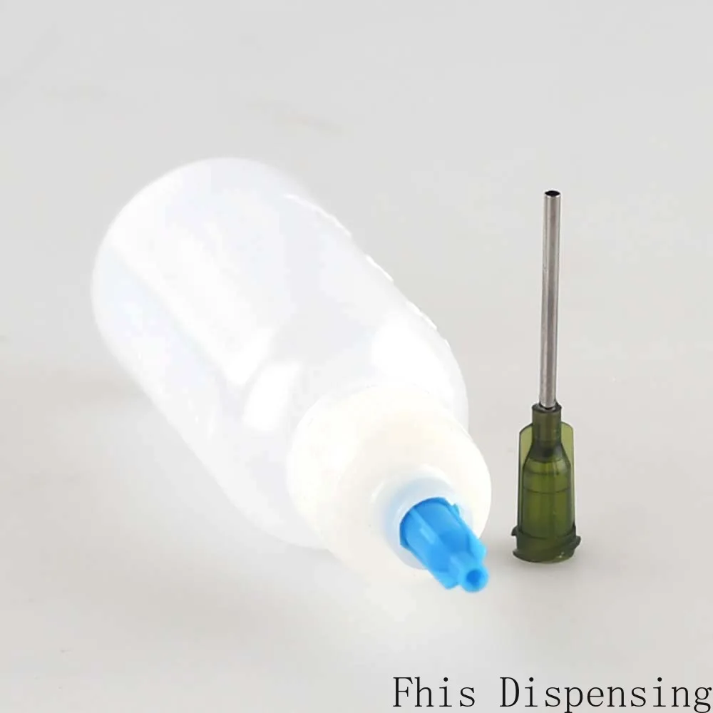 Luer aplicador de plástico para garrafas, aplicador de escape de 30ml 50ml, ponta feita para fechar 14g e tampa com conexão forte pacote de 2