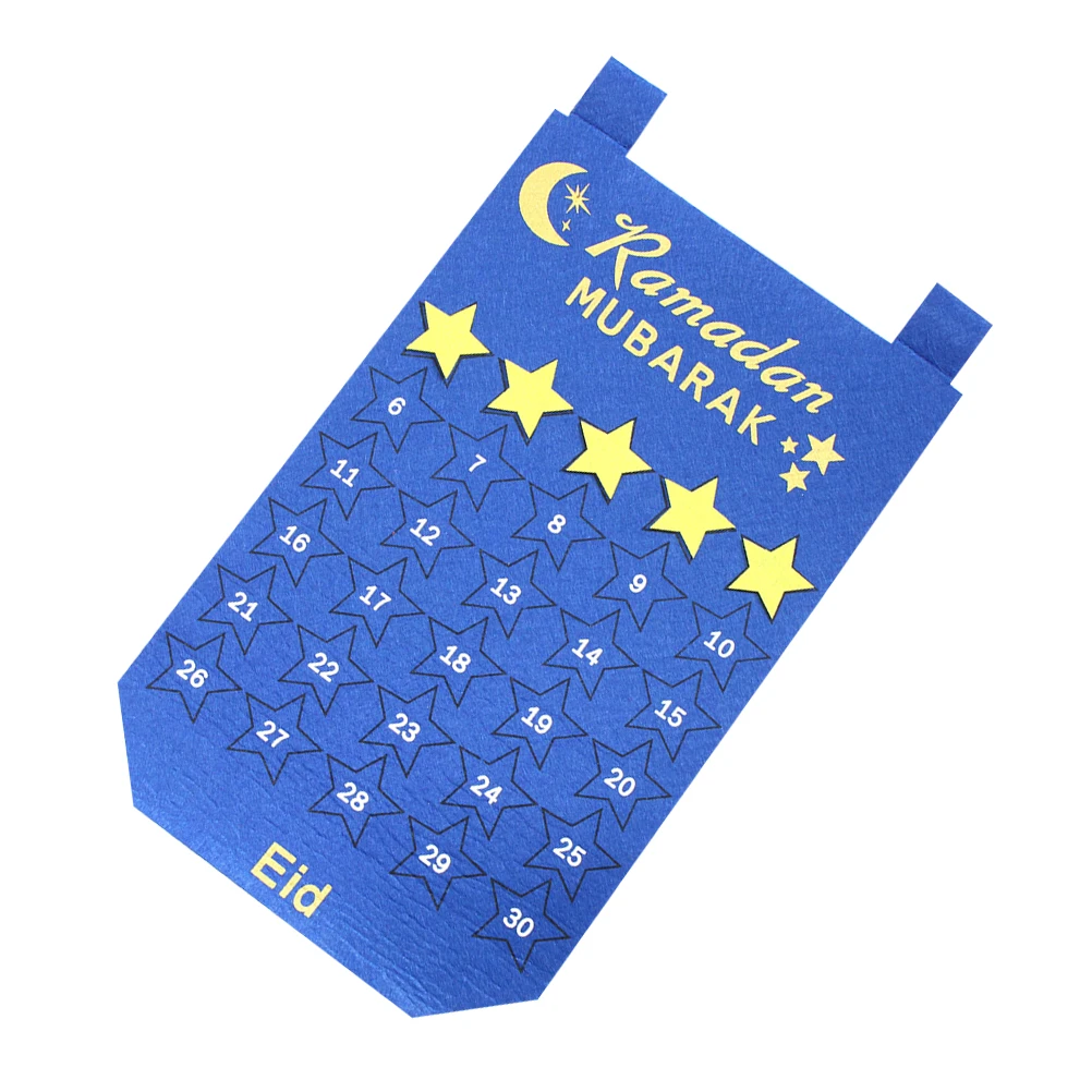 

1pc Muslim Eid Cloth Wall Calendar Star Hanging Eid Countdown Mubarak Calendar Home Decor