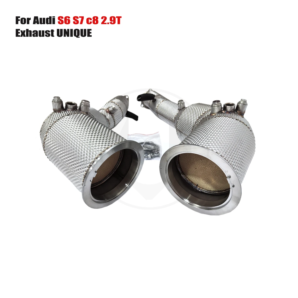 UNIQUE For 2020+ Audi S6 S7 c8 2.9t No light on With insulator downpipe With cat/without cat exhaust pipe