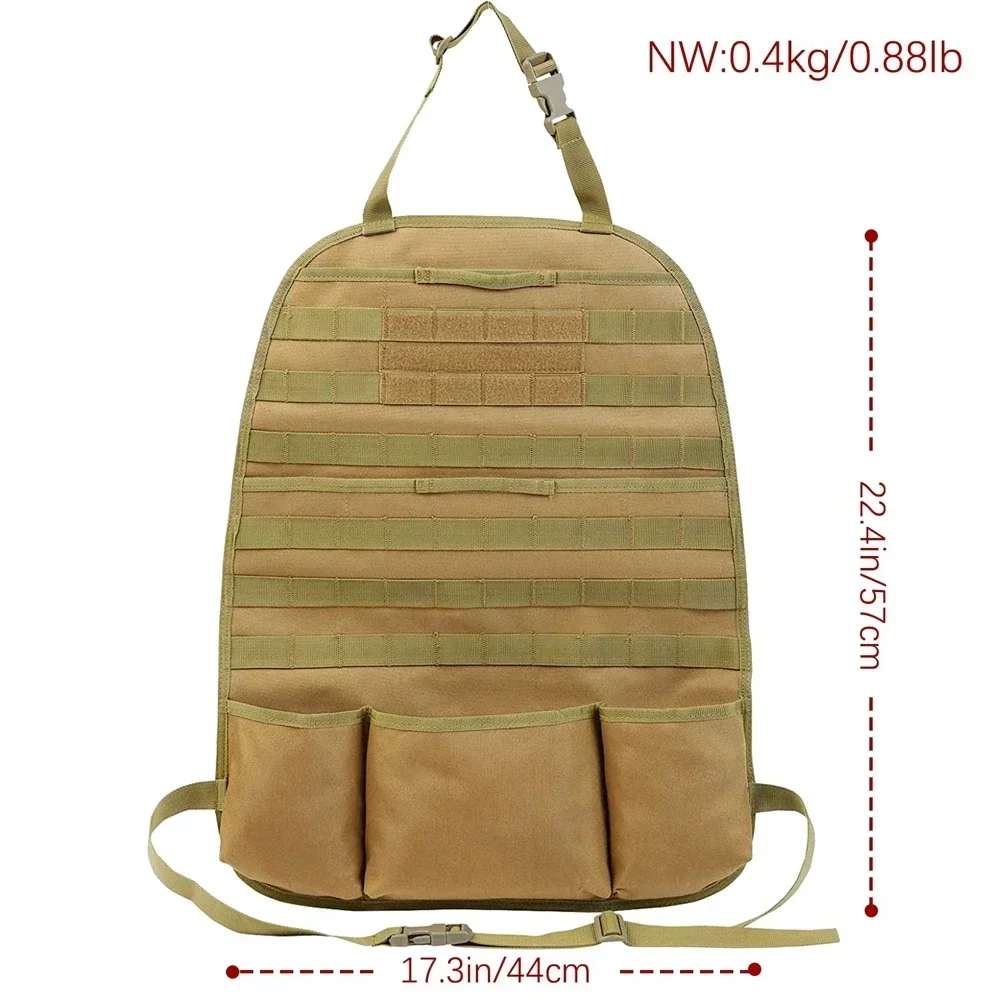 Car Seat Back Organizer Universal Tactical Molle Vehicle Panel Cover Protector with Multiple Pocket for Truck SUV MPV Saloon Van