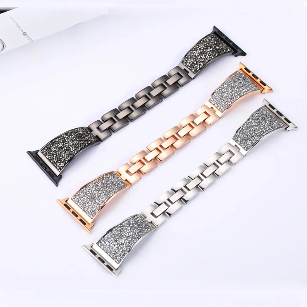 Diamant-Edelstahlarmband für Apple Watch Ultra 2, 10, 9, 8, 7, 6, 5, 4, SE. Armband iWatch 49 mm, 45 mm, 41 mm, 40 mm, 44 mm, 46 mm, 42 mm