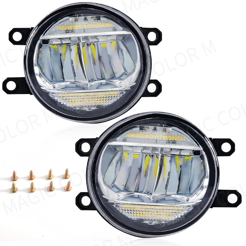 2 w 1 światło przeciwmgielne LED DRL dzienne reflektor do jazdy dziennej dla Toyota Corolla Camry Prius Tacoma RAV4 Yaris Avalon Sienna Highlander 12V — zdjęcie 3