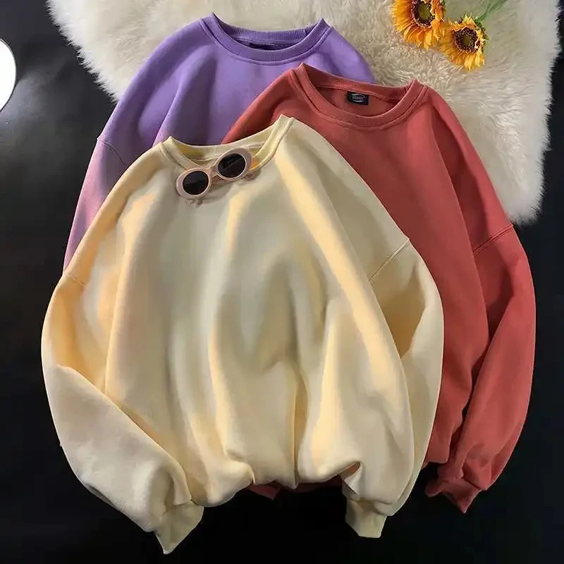 2025, lockere, einfarbige Rundhals-Sportbekleidung für Männer und Frauen, lässig, Frühling und Herbst, Modemarke, Paar, Gothic