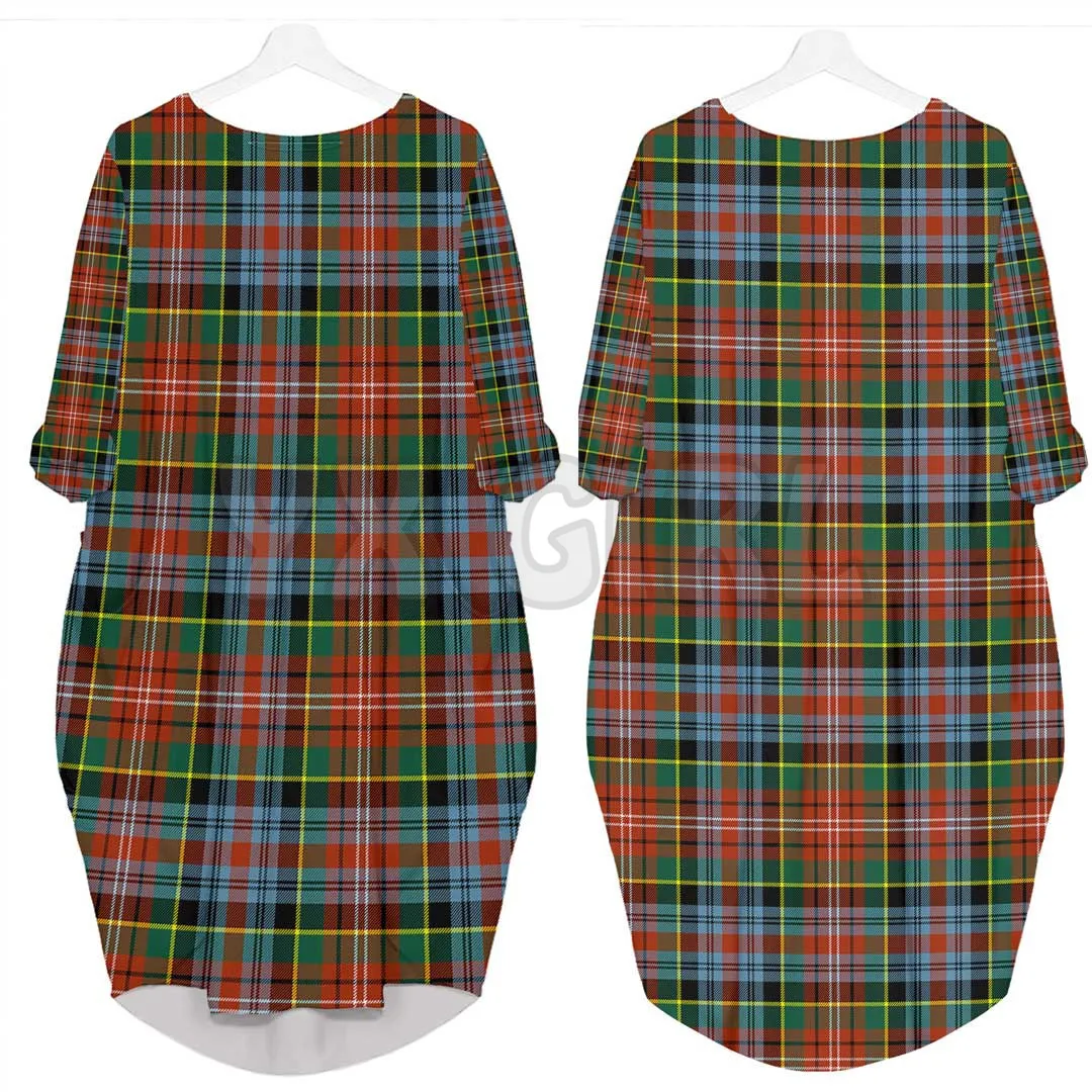 Arbuthnot Modern Tartan Batwing Pocket Dress 3D Printed Batwing Pocket Dress Pullover da donna abiti femminili oversize