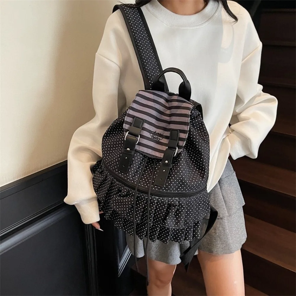 

Creative Polka Dot Backpack Casual Large Capacity School Bag Multifunctional Shoulder Bag Travel