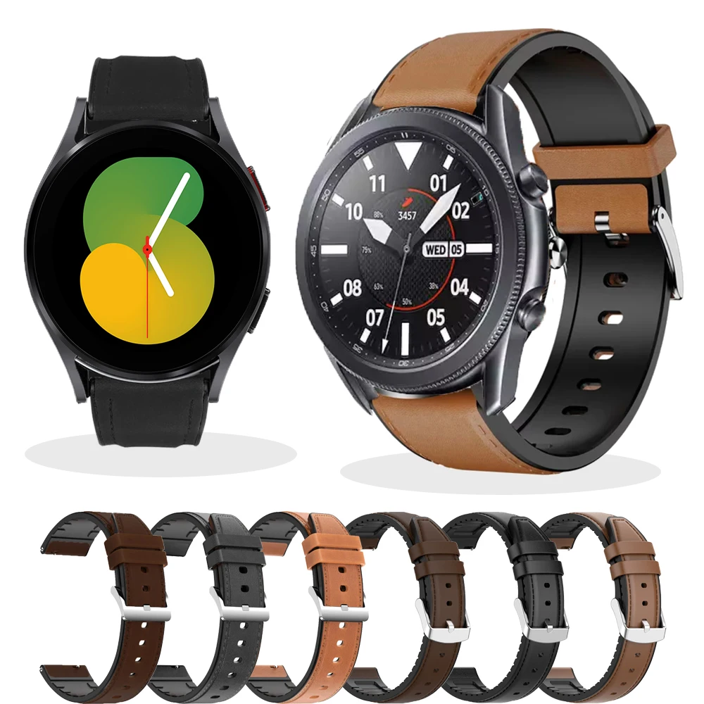 For Samsung Galaxy Watch Active 2 4 5 6 7 classic 40 44 46 42 43 47mm 5 pro 45mm Silicone Bracelet Gear S2 sport Leather Strap